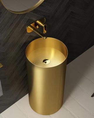 China Luxury Metal Sink Pedestal , Freestanding Pedestal Basin Stainless Steel 304 Material for sale