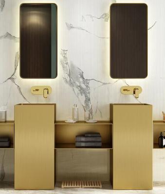China Modern Column Square Pedestal Bathroom Sink Floor Standing SUS304 Material for sale