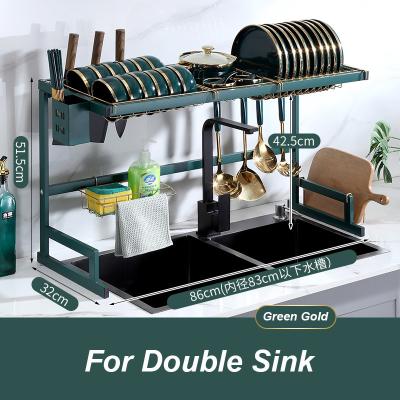 China Green Gold Over The Sink Drying Rack Stainless Steel Material 850mm Width for sale
