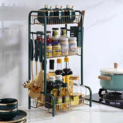 China 3 Tier Countertop Kitchen Rack Stainless Steel Green Gold 1.8 Litres Volume for sale