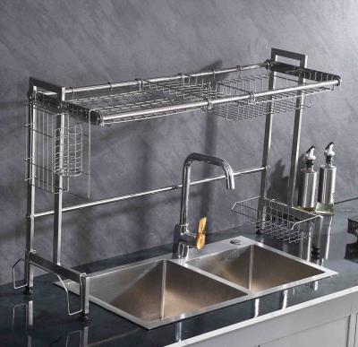China 12Inch Width Adjustable Over Sink Dish Rack SUS304 Material 23 Inch Height for sale