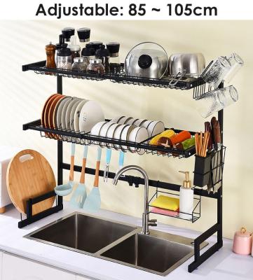 China 2 Tiers Kitchen Adjustable Over Sink Dish Rack 1050x315x775mm Specification for sale