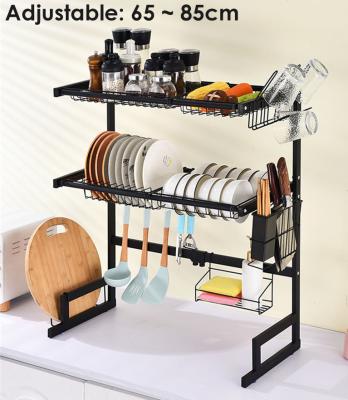 China 30inch Height 2 Tier Dish Drying Rack , Sink Adjustable Rack 12inch Width for sale