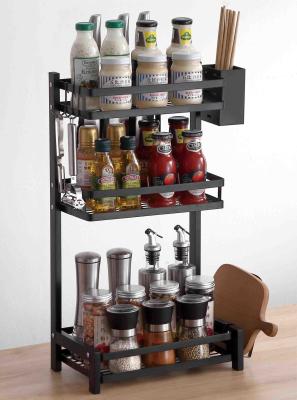 China 3 Layers Spice And Condiment Rack 37x20x59.5cm Size for Kitchen Matt Black for sale