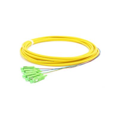 China SC APC Pre-terminated Breakout 0.9mm Optical Fiber Pigtail 6 Fibers OS2 G652D 5m PVC Yellow Patch Cable for sale