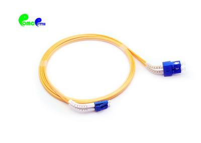 China Flexiable Angle Boot 2.0mm Duplex 9 / 125μm LC UPC - SC UPC Fiber Optic Patch Cable Jacket OFNR Yellow Color for sale