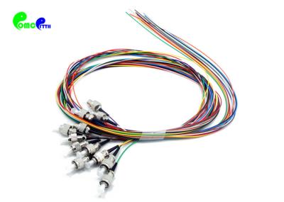 China 12 Colors 12F FC UPC Fiber Optic Pigtail SM 9 / 125 G657A1 900um 2m Loose buffer Easy To Strip for sale