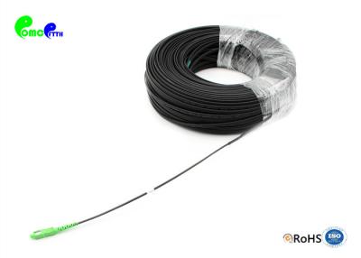 China Chaqueta autosuficiente a una cara aérea al aire libre del negro LSZH del cable G657A1 del SC APC 9/el 125μm de la coleta de la fibra óptica del descenso de FTTH en venta