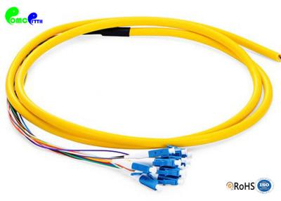 China 12F LC Pre - terminated Fiber Optic Pigtail SM 9 / 125μm LC UPC With G657A2 Bunch Fanout 0.9mm 0.5M LSZH Jacket Yellow for sale