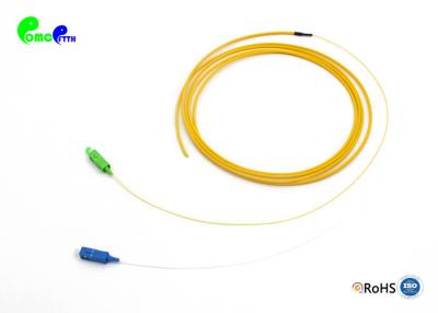 China 2F Single Mode Fiber Optic Pigtail SC APC + SC UPC with unit-tube 3.0mm round cable bunch fanout 600μm tail LSZH yellow for sale