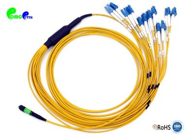 China MPO Trunk Cable Pre - terminated Fanout 2.0mm 9 / 125μm 24F MPO Female to LC UPC 3.0mm Jacket OD LSZH Yellow for sale