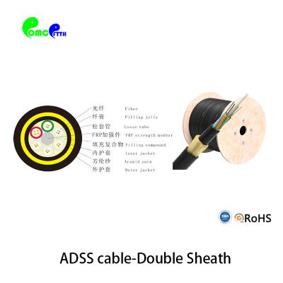 China 144 HDPE del cable de fribra óptica G652D G657A1 G657A2 G657B3 OM1 OM2 de los corazones ADSS en venta