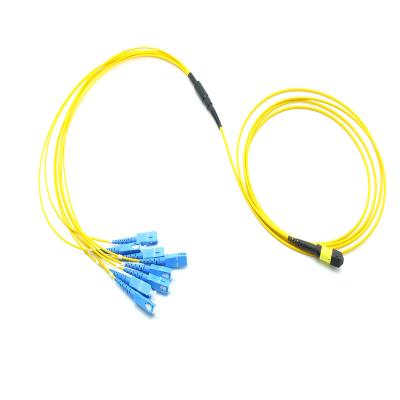 China Super Low Insertion Loss MTP Trunk Cable 8 Cores Trunk Cable Yellow Color for sale