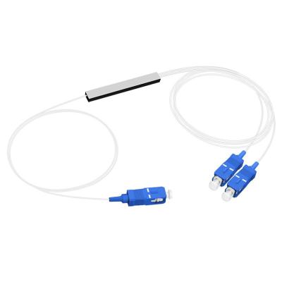 China SC UPC 9 / 125μM Connector Fiber Optic PLC Splitter 1x2 Blockless for sale