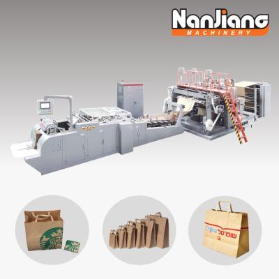 China WFD-430B 135 Bags/Min Flat Handle Paper Bag Machine 80-200mm Roll Fed Square Bottom for sale