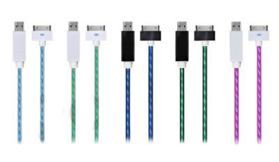 Chine Le câble vert de foudre de la synchronisation LED allume le chargeur d'USB pour l'iphone 5/5S/iTouch à vendre