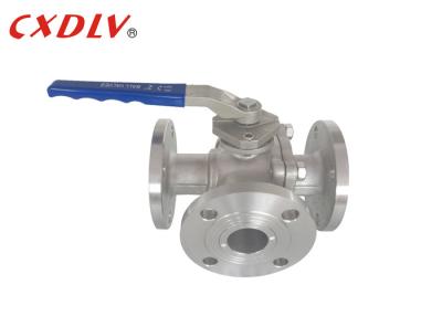 China Full Bore SS 3 Way Flanged Ball Valve T /  L Port Floating Valve for sale