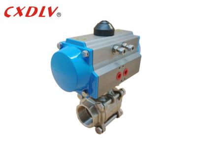 Chine Robinet à tournant sphérique actionné pneumatique d'acier inoxydable valve filetée 3 par morceaux DN50 DN65 DN80 à vendre