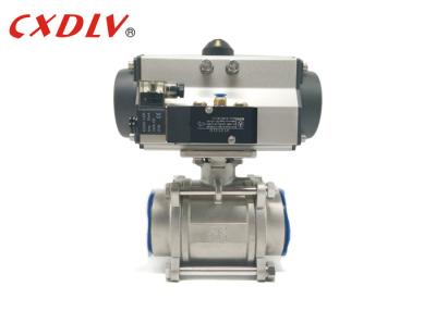 China 3 Pieces Screw Thread Pneumatic Actuated Ball Valve Double Acting With Solenoid Valve for sale