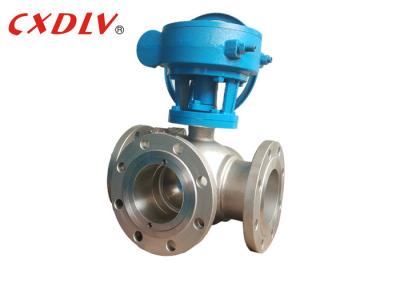 China PTFE Seat T Port Gear Operation SS 150LB 3 Way Ball Valve for sale