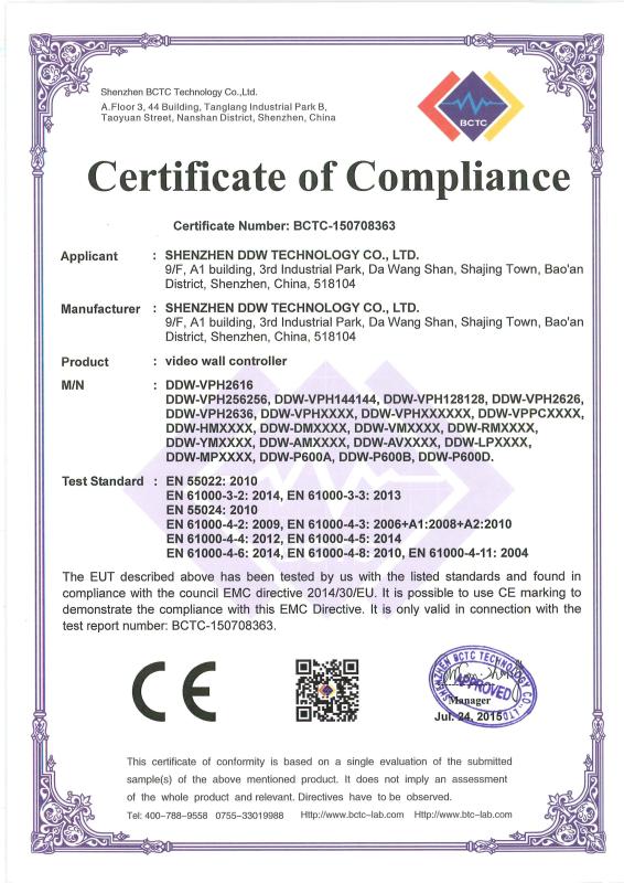 CE EMC Certification - SHENZHEN DDW TECHNOLOGY CO.,LTD