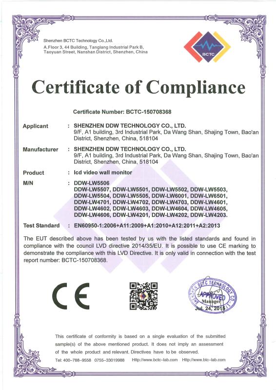 CE LVD Certification - SHENZHEN DDW TECHNOLOGY CO.,LTD