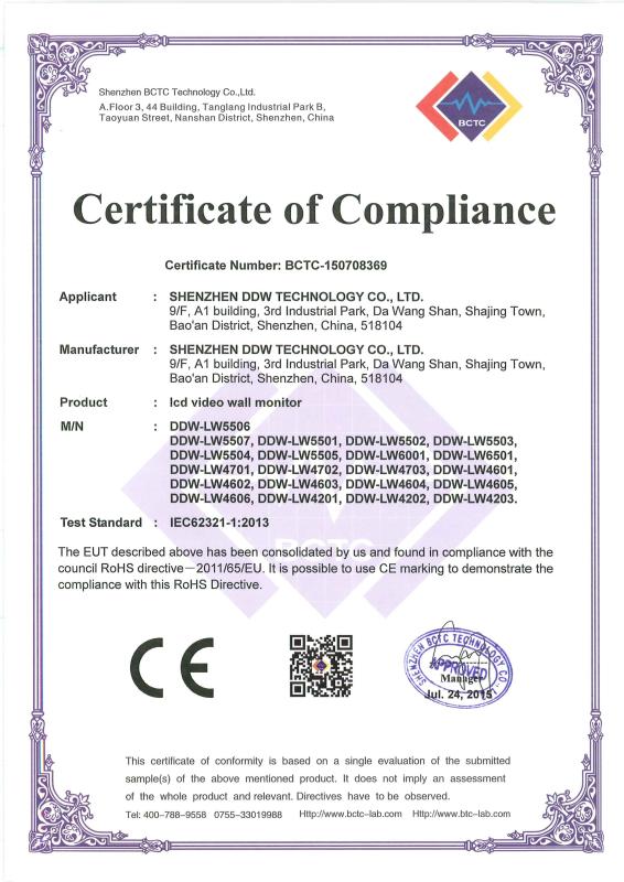 CE ROHS Certification - SHENZHEN DDW TECHNOLOGY CO.,LTD