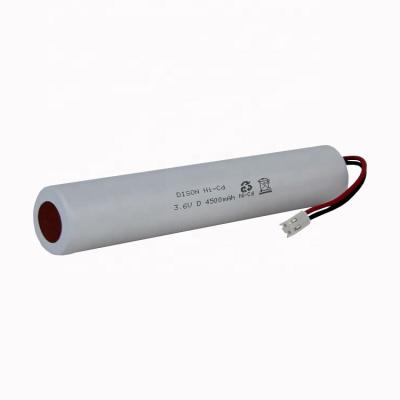China High Temperature 70C NiCd D 3.6V 4500mAh Rechargeable Battery Pack 0.2C Discharge Rate for sale