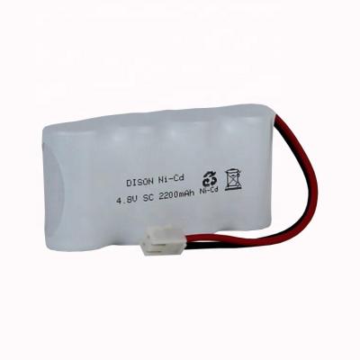 China 500 Cycle Life NiCd 4.8V SC 2200mAh Rechargeable Battery Pack For Emergency Lighting for sale