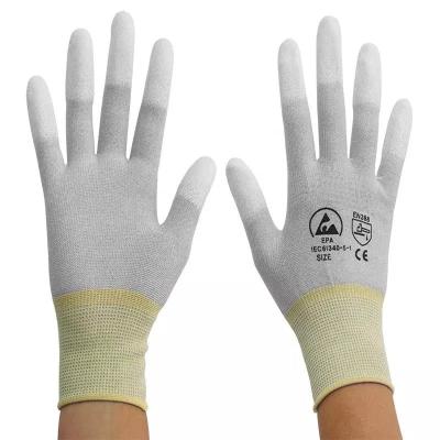 China Antistatic Cleanroom Knitted Poly ESD PU Coated Gloves for sale