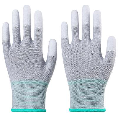 China Led Industry Conductive Electronics Working Antistatic Top Fit ESD Gloves PU Fingertip Coated for sale