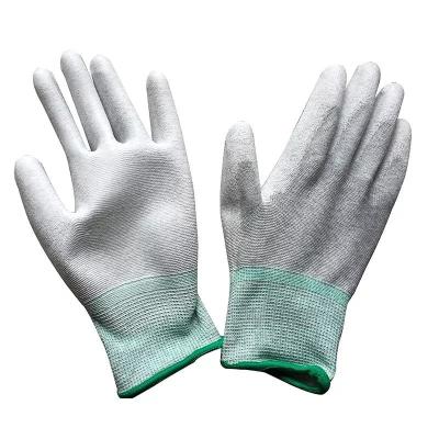 China Carbon Fiber PU Coated Finger ESD Anti Static Top Fit Gloves For PC Building à venda