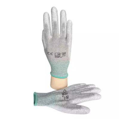 中国 Anti Static ESD Glove Lint Free ESD PU Coated Palm Fit Gloves Carbon Fiber Antistatic Safety Work Gloves 販売のため