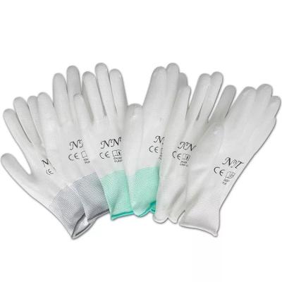 中国 13G Knitted White Electronics Factory Working ESD Antistatic PU Coated Gloves 販売のため