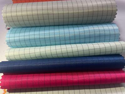 China 5mm Grid Orange Pink Polyester Anti - Static ESD Woven Fabric For Antistatic Clothing for sale