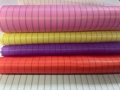 China 130GSM Anti Static ESD Polyester 5mm Stripe Polyester Carbon ESD Fabric for sale