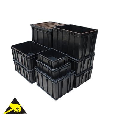 China ESD Component Box ESD Safe Storage Bins Small Black Antistatic Case Conductive Plastic Small Anti Static Packaging Tray for sale