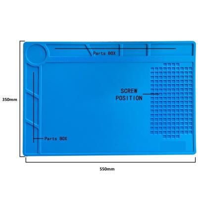 China Niet Giftige Blauwe ESD Rubbermat silicone rubber phone mat met magnetische sectie Te koop