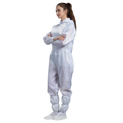 China White Stand Collar ESD Anti Static Jumpsuit Clean Room Jumpsuit for sale