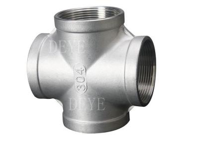 China NPT BSPT 150PSI Screwed Stainless Steel Threaded Fittings Cross Tee for sale