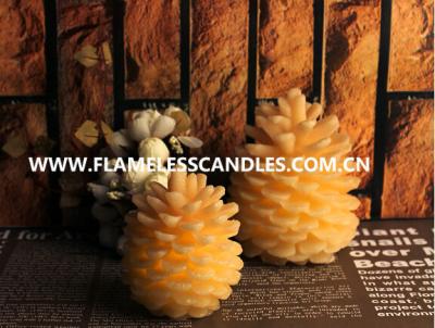 China Velas votivas da cera Flameless original do diodo emissor de luz do projeto, vela do cone do pinho do Natal do marfim à venda