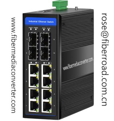 China FR-7M3408P 10/100/1000Base-TX to 4x1000Base-FX Industrial Managed Fiber  Switch With or Without PoE (PoE in Optional) for sale