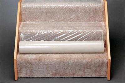 China 80 Micron Non Slip 600ft Plastic Carpet Protector Film For Stair for sale