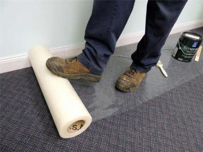 China 150 Micron 24'' 300' Plastic Sheet Carpet Protector House Renovation Rug Protection for sale