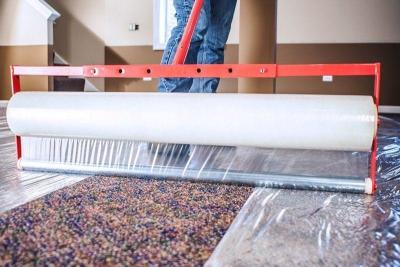 China Regular Wound Printable Polyethylene 500mm 60micron Carpet Floor Protection Film for sale