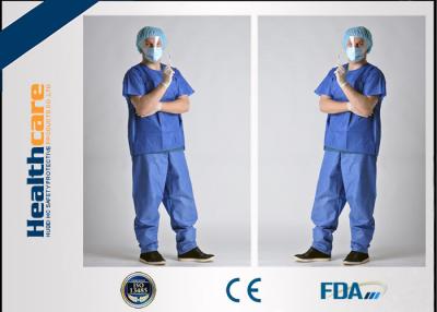China SPP Disposable Scrub Scrubs Anti Blood Short Sleeve Uniforms With Pocket for sale