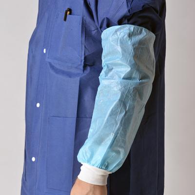 China Blue Nonwoven Disposable Sleeve Covers Arm Protectors Oil Proof With Knitted Cuff for sale