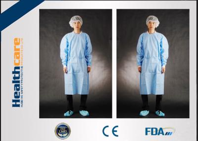 China 35-60gsm SMS Disposable Surgical Gowns Knitted Cuff Or Elastic Cuff for sale