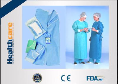 China SMMMS / SMMS Disposable Surgical Gowns Medical Scrubs Acid Proof Free Samples for sale