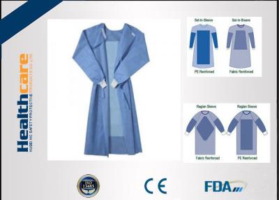 China Blue Fluid Resistant Disposable Surgical Gowns EO Sterilize Reforced Chemotherapy Gown for sale